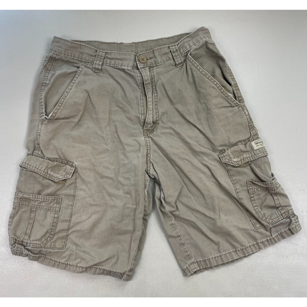 Vtg Wrangler Ripstop Cargo Shorts Mens 30x10 Khaki Gray Lightweight Grunge Y2K